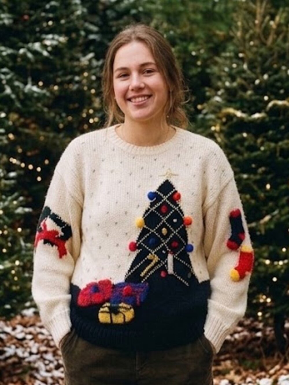 Vintage 90s UGLY Festive Christmas Sweater Women's Large 3D Sleeve